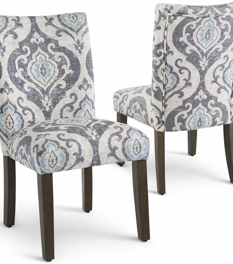 HomePop Parsons Classic Upholstered Accent Dining Chair, Set of 2, Suri Blue