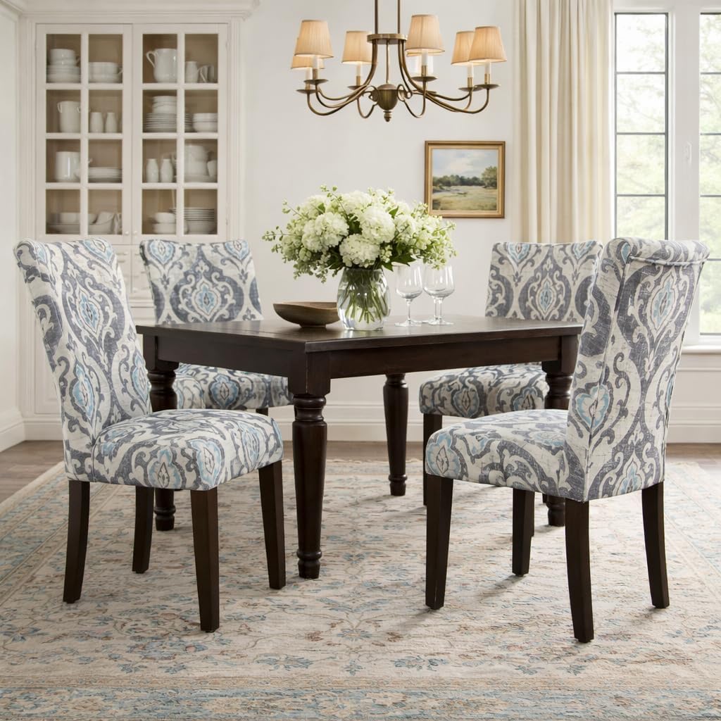 HomePop Parsons Classic Upholstered Accent Dining Chair, Set of 2, Suri Blue - Image 2