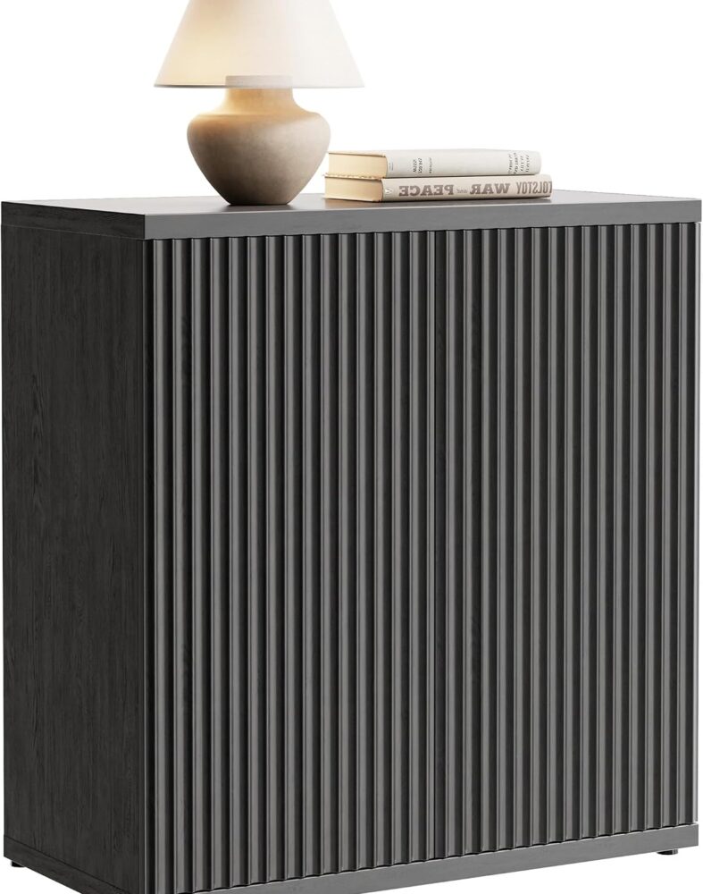 Fluted Buffet Cabinet with Storage Sideboard with 2 Doors& Adjustable Shelf