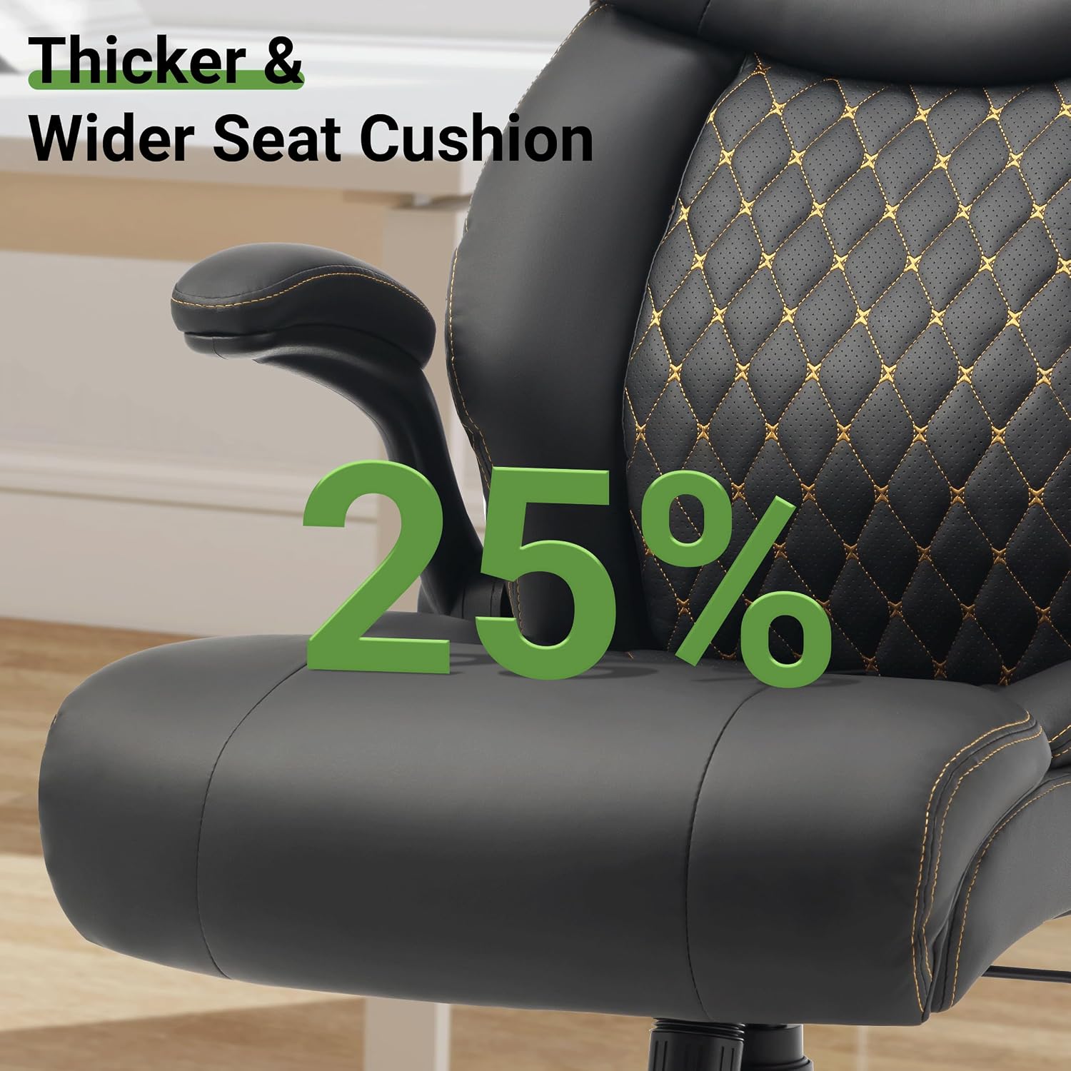 Office Chair, Big and Tall Executive Chair with Air-Lumbar Support, Breathable Desk Computer Chair with Adjustable Flip-up Armrests, Wide Cushion Seat Swivel Home Office Chair - Image 9