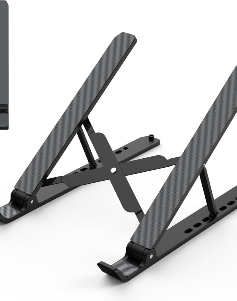 Tonmom Laptop Stand for Desk, Adjustable Laptop Riser, Black