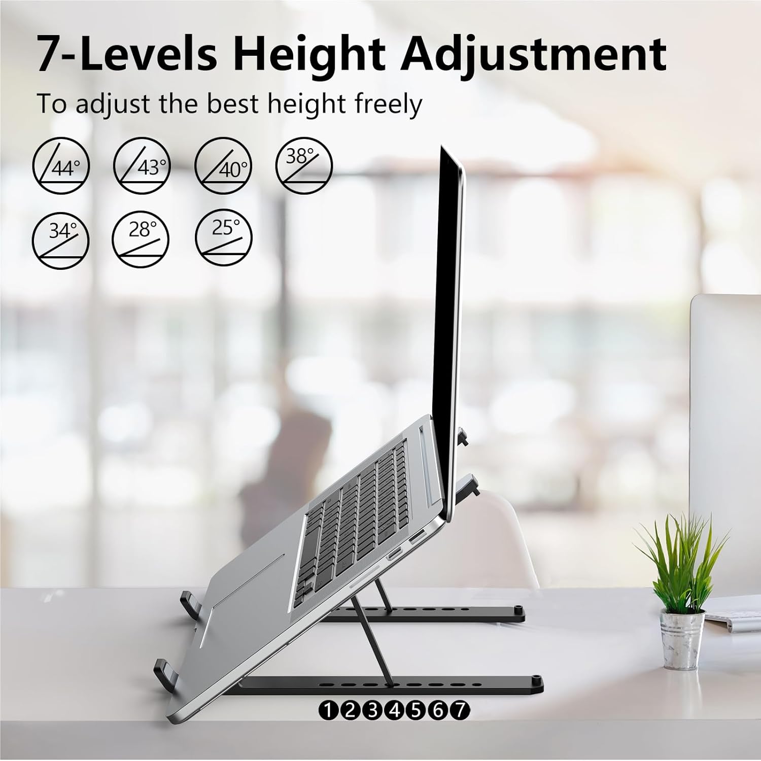 Tonmom Laptop Stand for Desk, Adjustable Laptop Riser, Black - Image 3