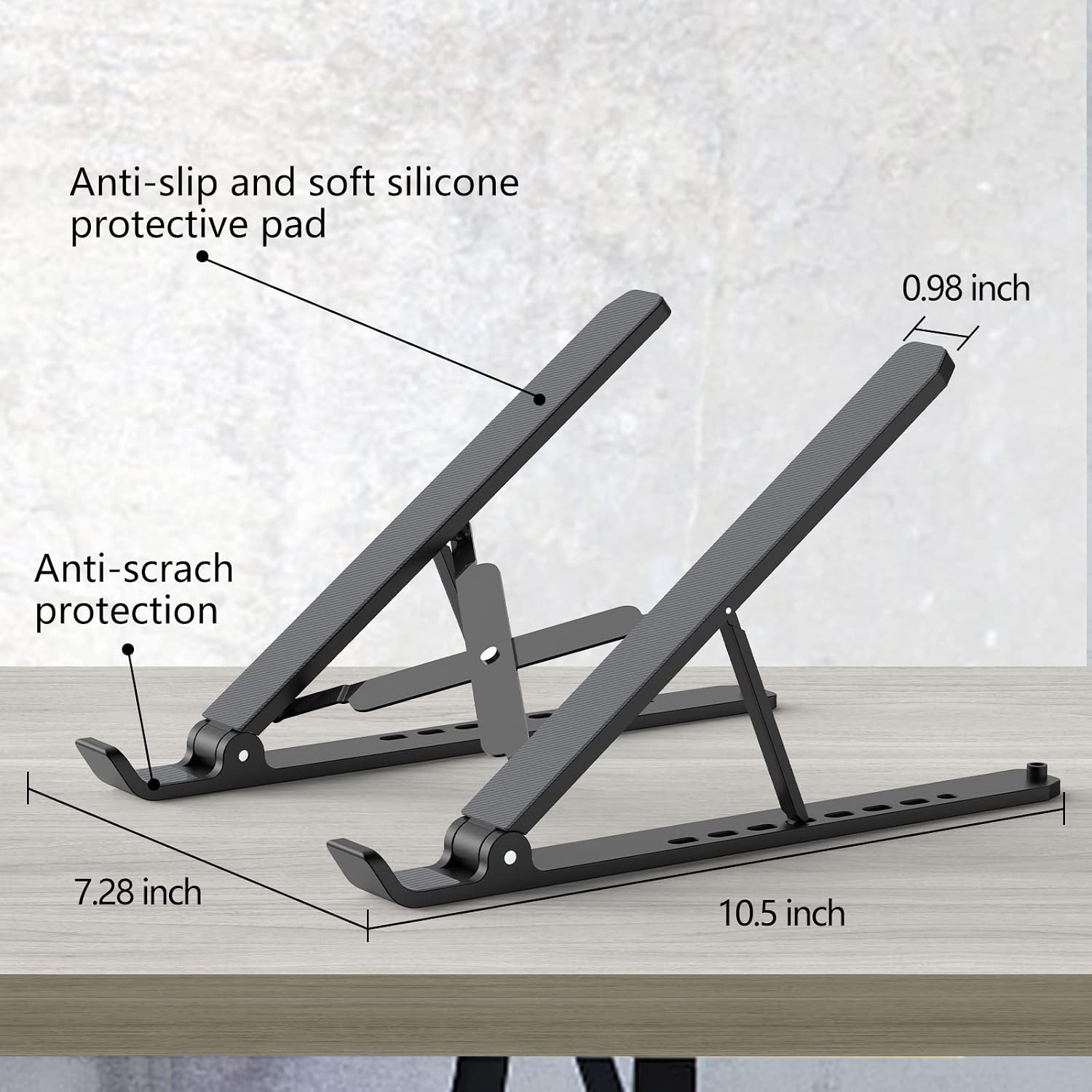 Tonmom Laptop Stand for Desk, Adjustable Laptop Riser, Black - Image 5